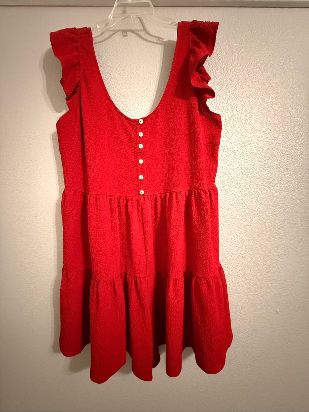 Red Button-Front Romper